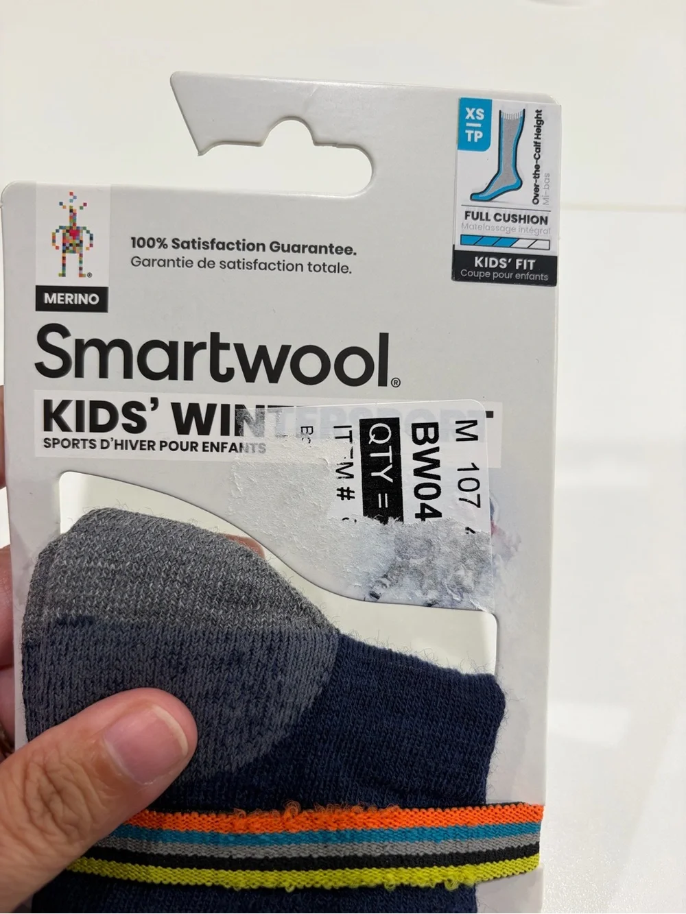 SmartWool Kids XS Wintersport Stripe Full Cushion Ski Socks Navy Blue Red NWT